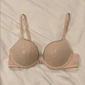 Light Pink front close bra with rhinestones